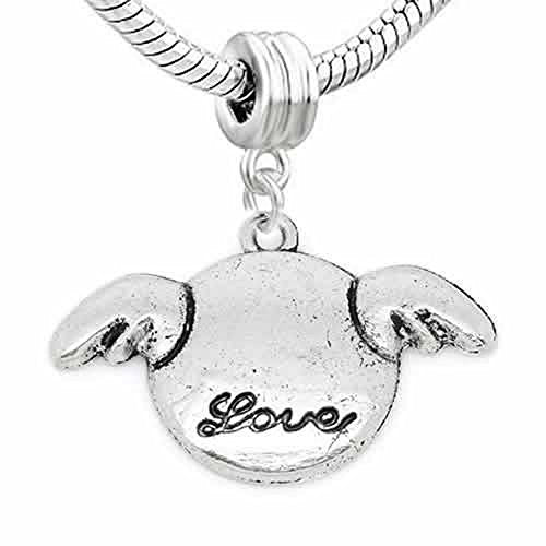 Love Carved on Wing Charm Dangle European Bead Compatible for Most European Snake Chain Bracelet - Sexy Sparkles Fashion Jewelry