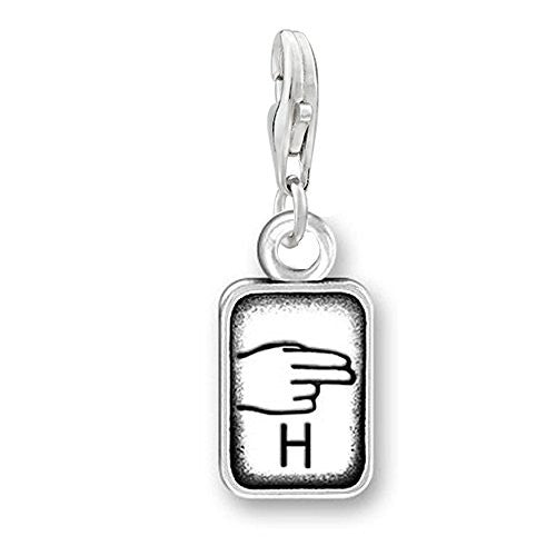 Sign Language Charm Pendant for Bracelets or Necklaces "H"