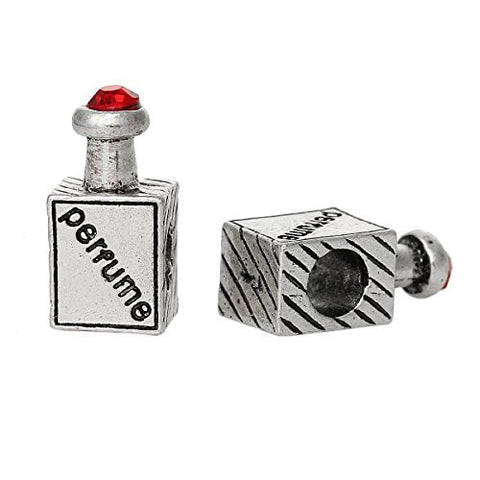 Perfume Bottle with Red Crystal Charm European Bead Compatible for Most European Snake Chain Bracelet - Sexy Sparkles Fashion Jewelry - 2