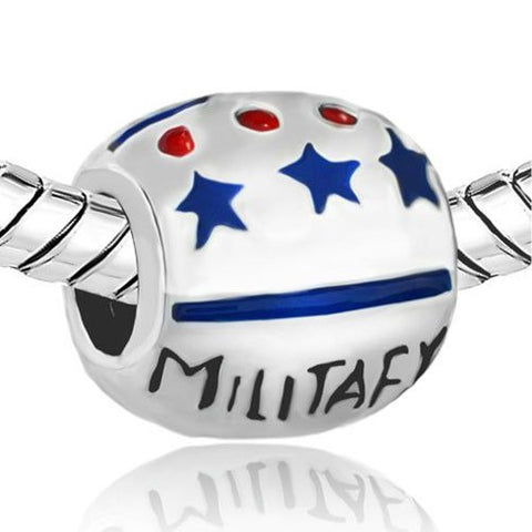 Military Wife Patriotic Charm European Bead Compatible for Most European Snake Chain Bracelet - Sexy Sparkles Fashion Jewelry - 1