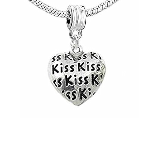 Kiss on Heart Dangle Charm Bead for Snake Charm Bracelet - Sexy Sparkles Fashion Jewelry