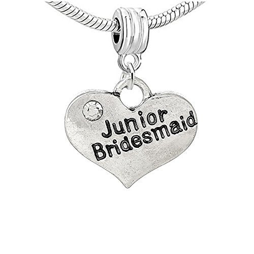 Two Sided Wedding Charm Junior Bridesmaid Bead With Clear  Crystals For Snake Chain Bracelet - Sexy Sparkles Fashion Jewelry