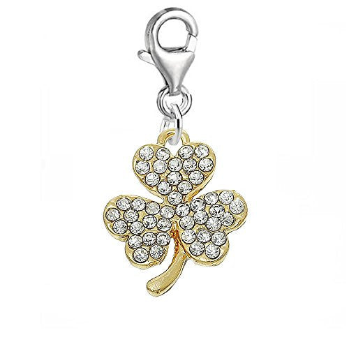 Three Leaf Clover Clip on Pendant for European Charm Jewelry w/ Lobster Clasp - Sexy Sparkles Fashion Jewelry