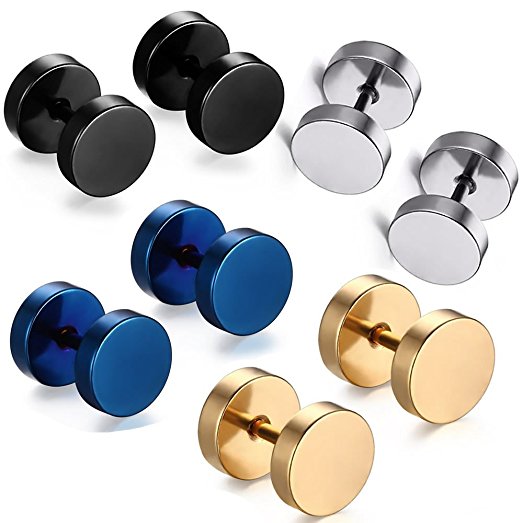 Sexy Sparkles 4 Pc Set Stainless Steel Mens Stud Earrings Ear Plugs