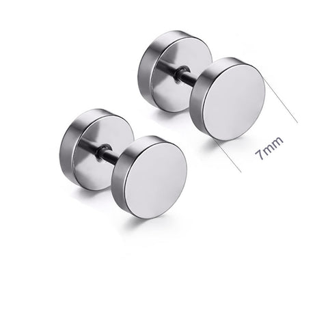 Set of 4 Stainless Steel Mens Womens Stud Earrings Ear Plugs Tunnel - Sexy Sparkles Fashion Jewelry - 4