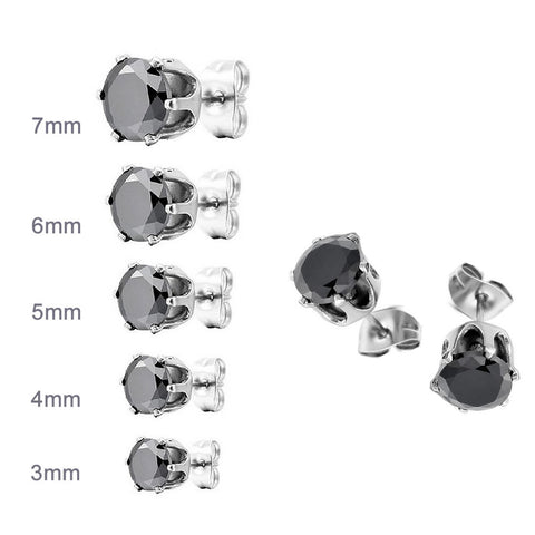 Sexy Sparkles Jewelry Stainless Steel Womens Stud Earrings Cubic Zirconia Inlaid,3mm-7mm 5 Pairs - Sexy Sparkles Fashion Jewelry - 1