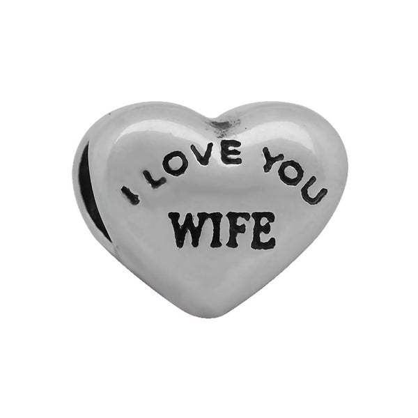 Sexy Sparkles Stainless Steel " I Love You Wife "European Charm Bracelet and Necklace Compatible - Sexy Sparkles Fashion Jewelry