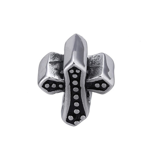 Sexy Sparkles Silver Tone Stainless Steel Religious Cross European Slide on Charm - Sexy Sparkles Fashion Jewelry - 1