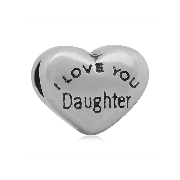 Sexy Sparkles Stainless Steel inch  I Love You Daughter inch European Charm Bracelet and Necklace Compatible