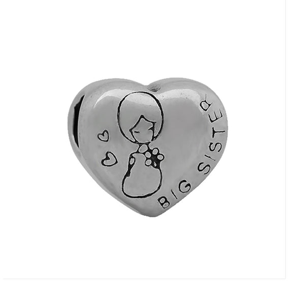 Sexy Sparkles Stainless Steel Big Sister European Charm for Bracelet and Necklace Compatible