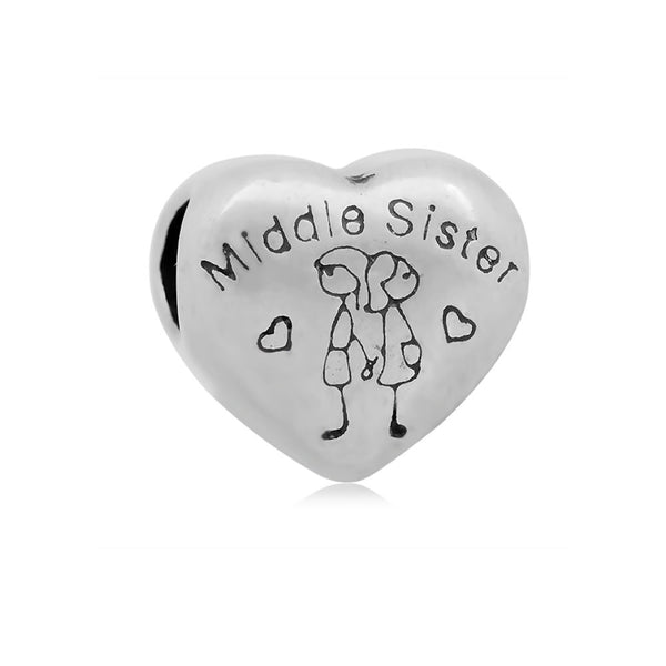Sexy Sparkles Stainless Steel Big Sister, Middle Sister, Lil Sister To Choose European Charm Bracelet and Necklace Compatible - Sexy Sparkles Fashion Jewelry