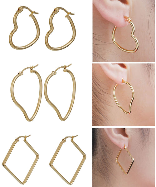 Sexy Sparkles 3 Pairs Stainless Steel Hoop Earrings Set for Women - Sexy Sparkles Fashion Jewelry - 1