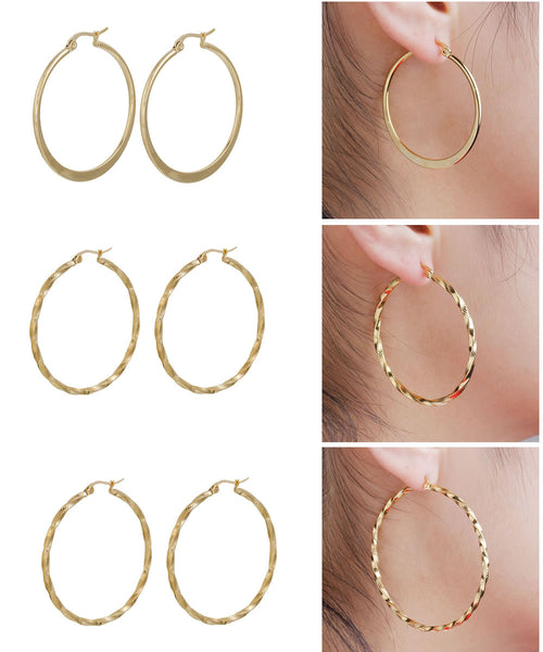 Sexy Sparkles 3 Pairs Stainless Steel Hoop Earrings Set for Women - Sexy Sparkles Fashion Jewelry - 1