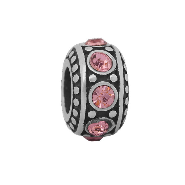 Sexy Sparkles Stainless Steel June Birthstone Spacer Round Charm Bead