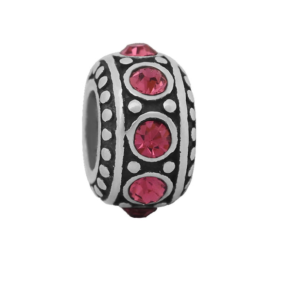 Sexy Sparkles Stainless Steel October Birthstone Spacer Round Charm Bead