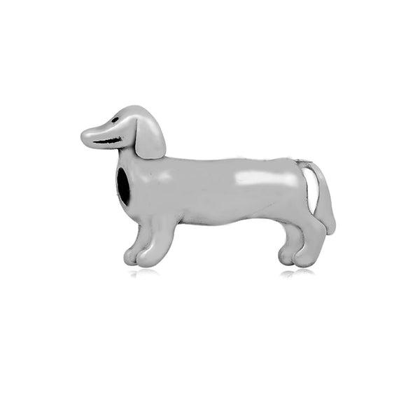 Sexy Sparkles Stainless Steel Dachshund Weenie Dog Charm Spacer Bead For Snake Chain Charm Bracelet