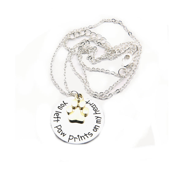 inch  You left your little paw prints all over my heartinch  Memorial Necklace & Pendant Sympathy Gift