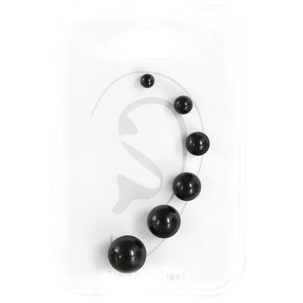 Sexy Sparkles 316L Surgical Stainless Steel Round Ball Studs Earrings 6 Assorted Sizes