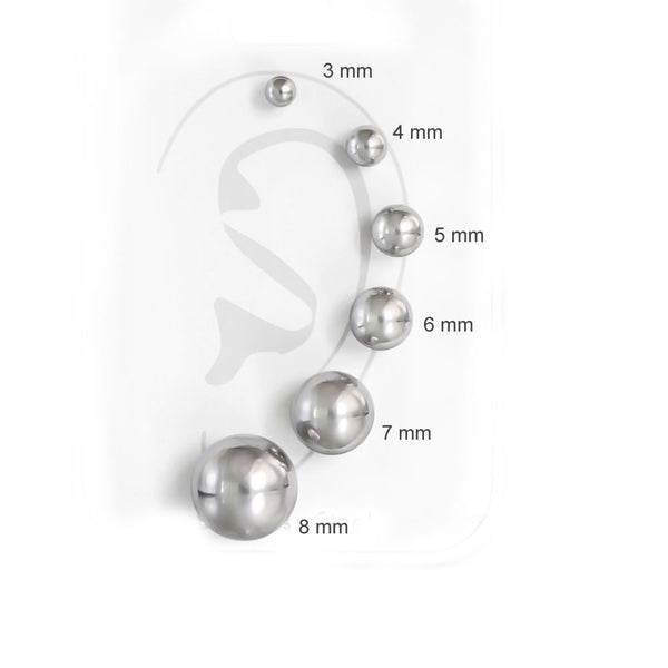 Sexy Sparkles 316L Surgical Stainless Steel Round Ball Studs Earrings 6 Assorted Sizes