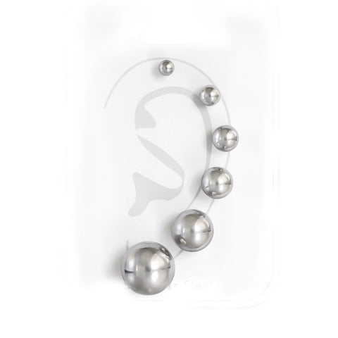 Sexy Sparkles 316L Surgical Stainless Steel Round Ball Studs Earrings 6 Assorted Sizes