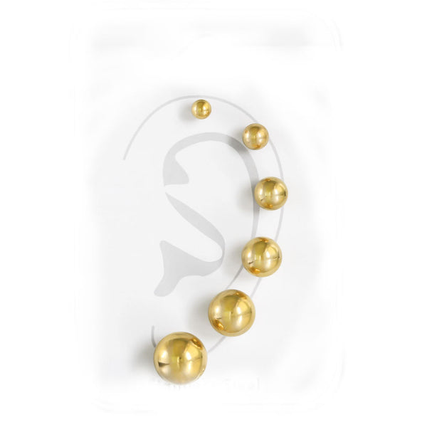 Sexy Sparkles 316L Surgical Stainless Steel Round Ball Studs Earrings 6 Assorted Sizes