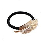 SEXY SPARKLES 2 Pcs Elastics Hair Tie No Crease Ouchless Ponytail Holder with Leaf