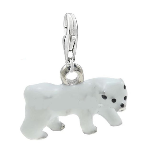 SEXY SPARKLES White Polar Bear Clip on Charm clip on charm for charm bracelet Bear