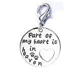 SEXY SPARKLES Memorial Charm inch  Part of my heart is in heaven inch  Lobster Claw Clasp Charm