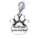 SEXY SPARKLES Loss of Pet Memorial Charm Dog Cat inch  You left paw prints on my heart inch  Clip on lobster clasp charm