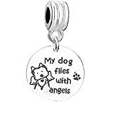 SEXY SPARKLES Pet Memorial Charm inch  My dog flies with angels inch  European Spacer Dangling Compatible Charm