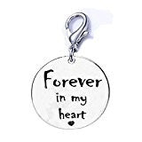SEXY SPARKLES Memorial charm Loss of Family member or friend inch  Forever in my heart inch  Clip on lobster clasp charm