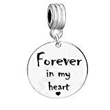 SEXY SPARKLES Memorial Charm inch Forever in my heart inch  European Spacer Dangling Compatible Charm