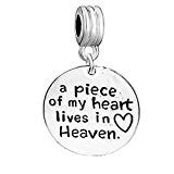 SEXY SPARKLES Memorial Charm inch a piece of my heart lives in heaven inch  European Spacer Dangling Compatible Charm
