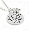 SEXY SPARKLES Memorial Necklace and Pendant for Your Lost Ones inch A piece of my heart lives in heaven inch