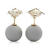 Sexy Sparkles Double Sided Ear Post Stud Earrings Pentagram Star Ball with Rhinestones