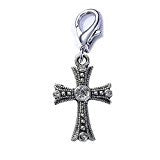 Sexy Sparkles Clip on Cross Charm Dangle Pendant for European Clip on Charm Jewelry with Lobster Clasp