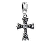 SEXY SPARKLES Religious Cross Dangle Charm Spacer Bead for European Snake Chain Charm Bracelet