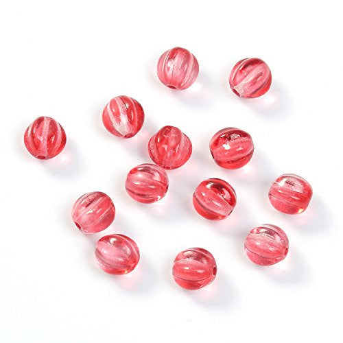 Sexy Sparkles Pack of 10 Lampwork Glass Czech Beads Pumpkin Transparent 6mm-8mm Size available (6mm Red)