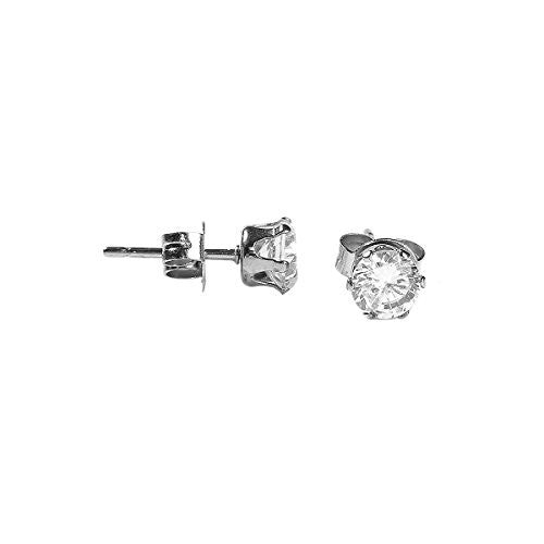 Sexy Sparkles Women's Stainless Steel Round Clear Cubic Zirconia Stud Earring 5mm
