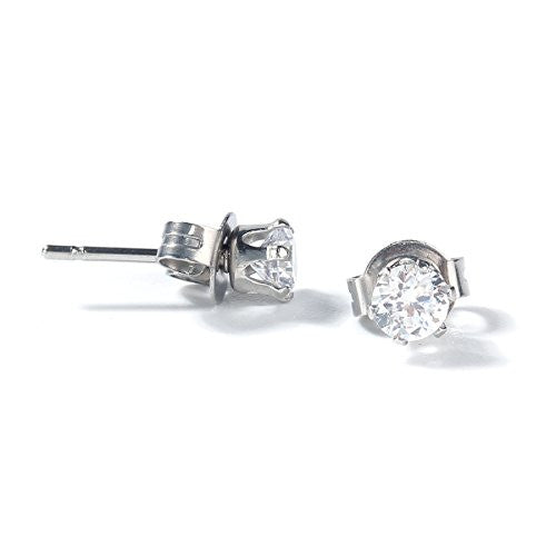 Sexy Sparkles Women's Stainless Steel Round Clear Cubic Zirconia Stud Earring 7mm