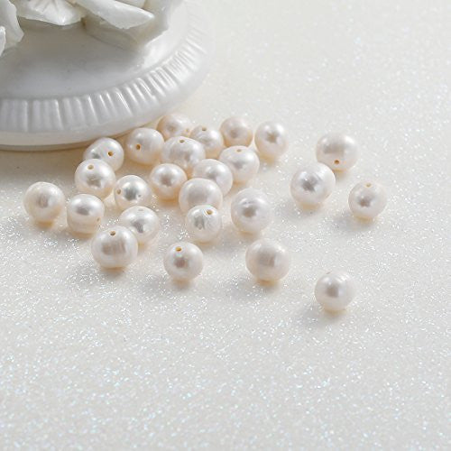 SEXY SPARKLES Pack of 10Pcs White Natural Freshwater Cultured Pearls 7-8mm Beads Round Loose Beads For Jewelry Making Wholesale