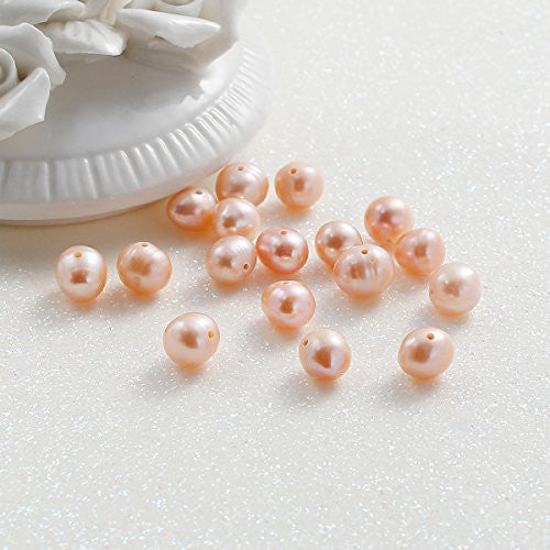 SEXY SPARKLES Pack of 10Pcs Peach Natural Freshwater Cultured Pearls 7-8mm Beads Round Loose Beads For Jewelry Making Wholesale