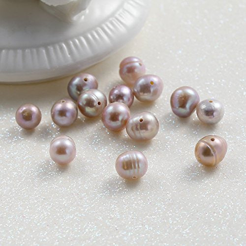 SEXY SPARKLES Pack of 10Pcs Mauve Natural Freshwater Cultured Pearls 7-8mm Beads Round Loose Beads For Jewelry Making Wholesale