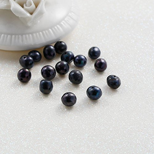 SEXY SPARKLES Pack of 10Pcs Black Natural Freshwater Cultured Pearls 7-8mm Beads Round Loose Beads For Jewelry Making Wholesale