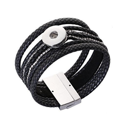 Sexy Sparkles Snap Button Jewelry Bangle Multilayer Bracelet fits 18mm/20mm Snap Buttons