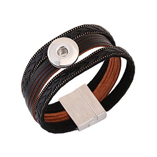 Sexy Sparkles Snap Button Jewelry Bangle Multilayer Bracelet fits 18mm/20mm Snap Buttons