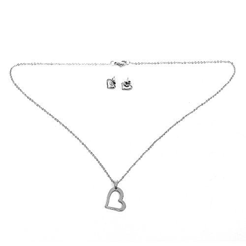 Sexy Sparkles Stainless Steel Heart Necklace and earring set for women