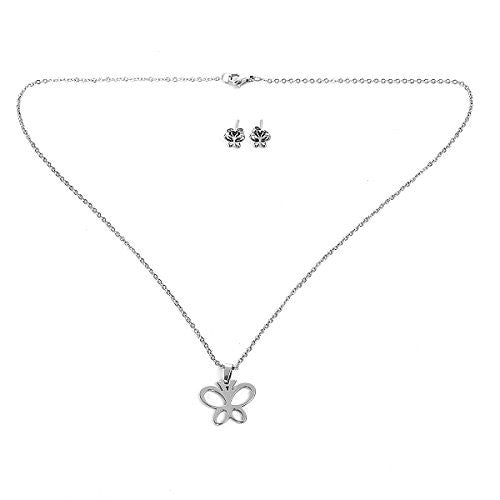 Sexy Sparkles Stainless Steel Butterfly Necklace and earring set for women teens