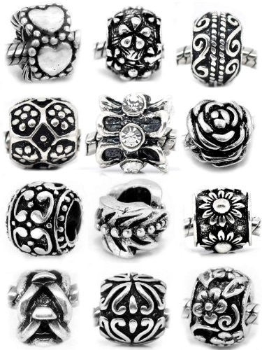 Ten Assorted Flower Charms for European Snake Chain Bracelet - Sexy Sparkles Fashion Jewelry