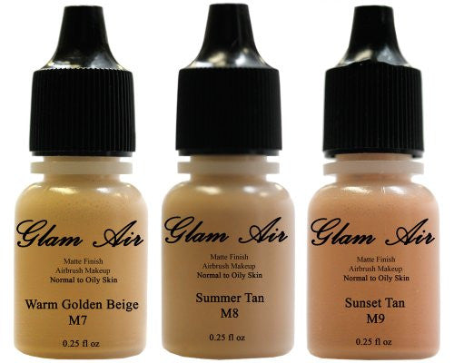 Glam Air Airbrush Water-based Foundation in Set of Three (3) Assorted Medium Matte Shades M7-M8-M9 0.25oz - Sexy Sparkles Fashion Jewelry - 1